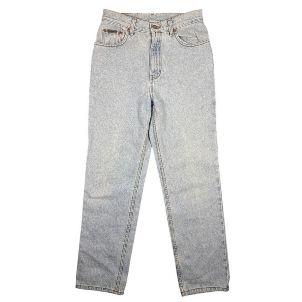 Calvin Klein Vintage High Waisted Straight Leg Jeans Light Wash Made in USA 8 28